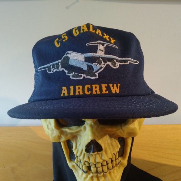 Vintage Lockheed C-5 Galaxy Aircrew Snap Back Trucker Hat - Picture 1 of 9